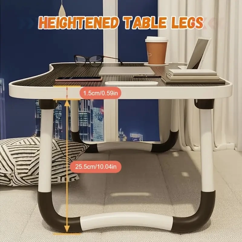 NEW 40x60cm portable folding table laptop table for office and home use with USB light, small fan, cup holder, tablet slot - Image 3