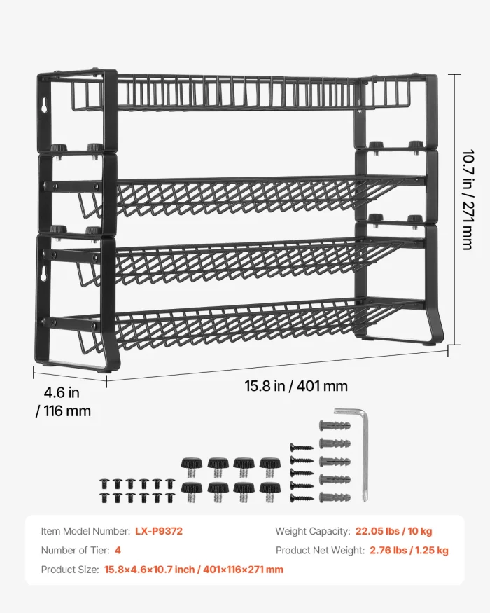 VEVOR 4-Tier Detachable Stackable Spice Rack Organizer – Cabinet & Countertop Seasoning Storage - Image 7