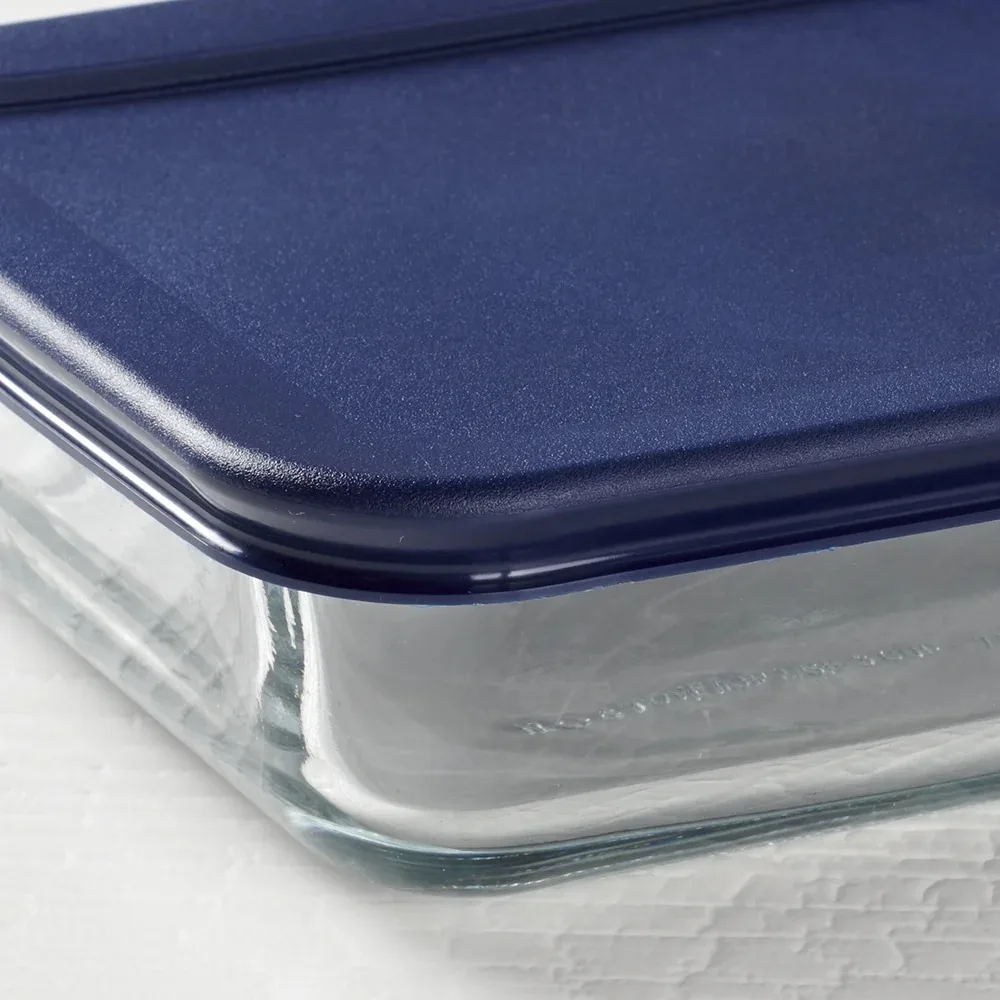 Pyrex 3-Cup Rectangular Glass Storage Containers with BPA-Free Lids, Set of 2 - Image 2