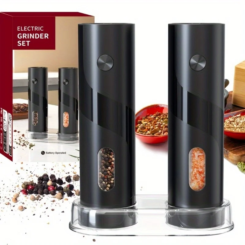 Electric Pepper Grinder with Adjustable Grind Settings, Stylish Sea Salt Mill