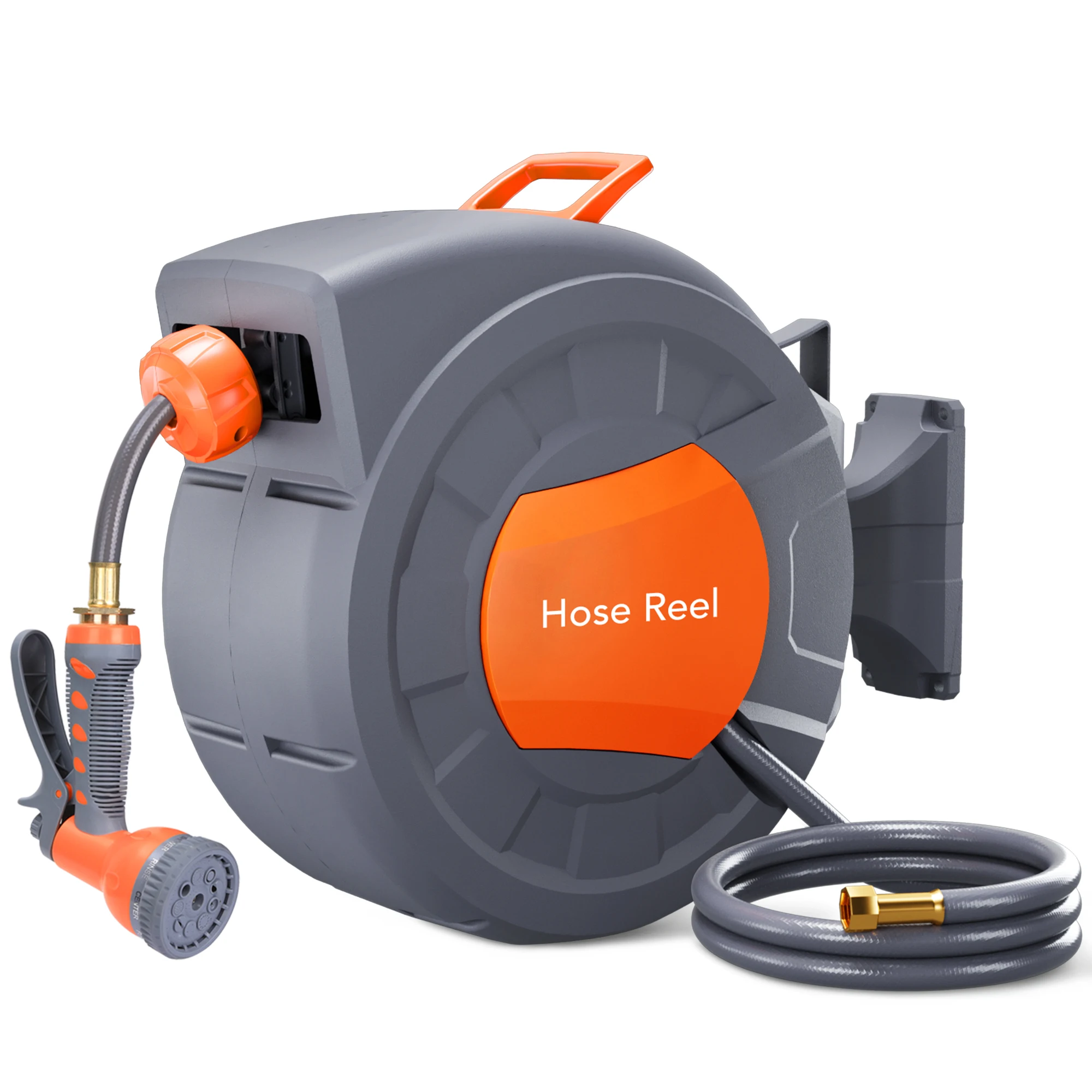 Retractable Garden Hose Reel 1/2" - Wall Mounted with 180° Swivel & Auto Rewind