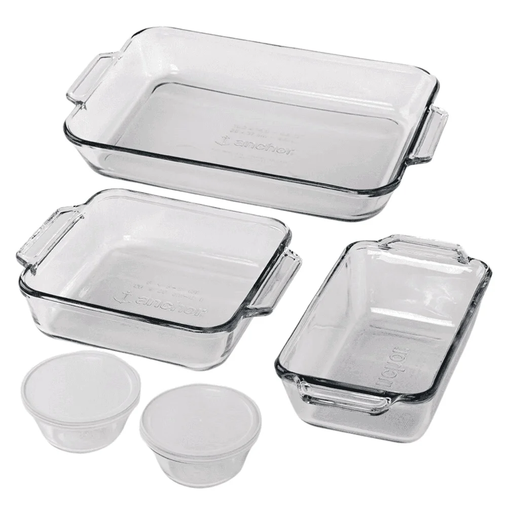 Oven‑Safe 7‑Piece Tempered Glass Bakeware Set – Durable Casserole, Loaf & Cups - Image 2