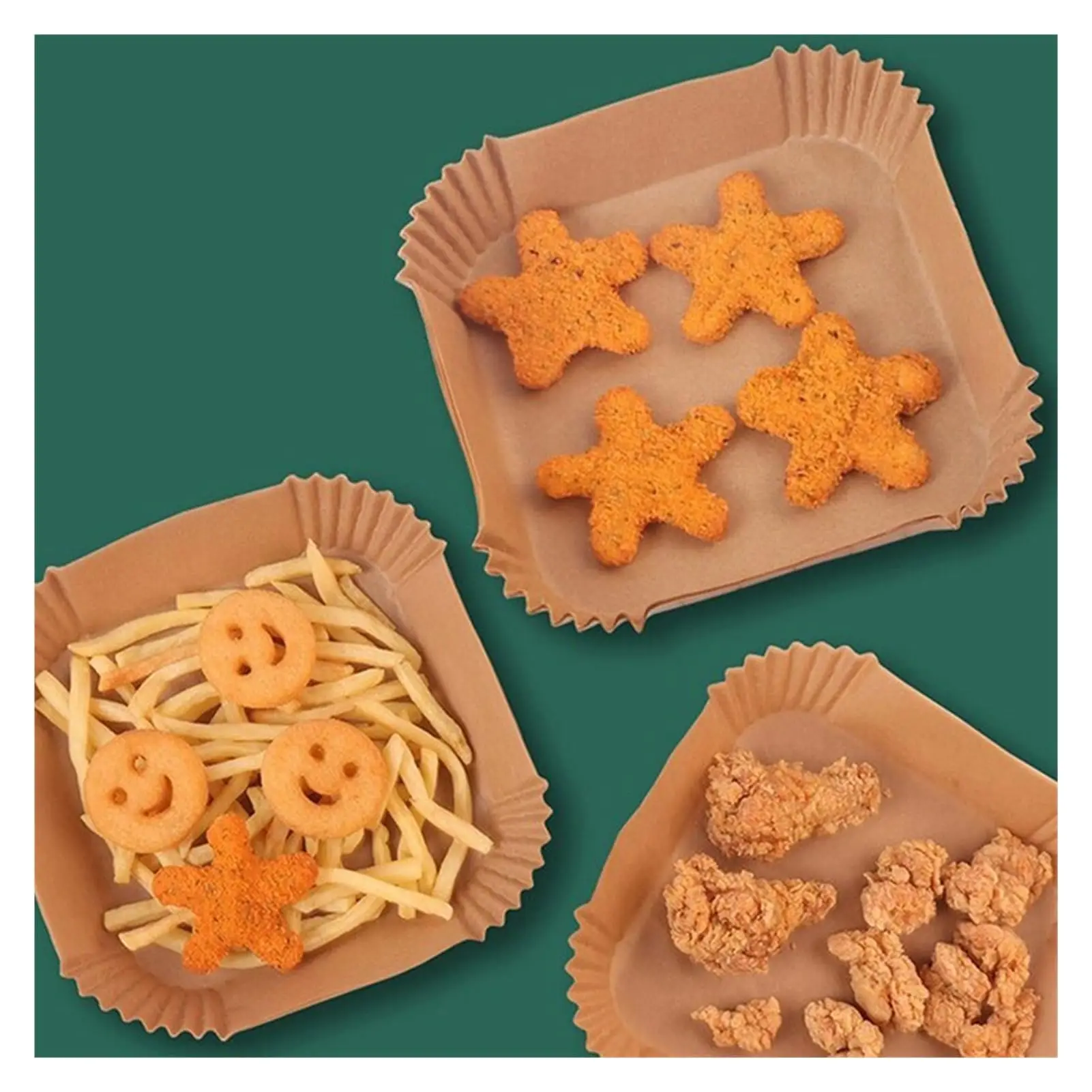 50/100PCS Disposable Non-Stick Air Fryer Paper Liners – Oil-Proof Baking Parchment Sheets - Image 4