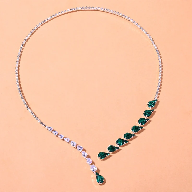 Stonefans Vintage Green Rhinestone Collar Choker – Crystal Bridal Pendant Necklace - Image 4