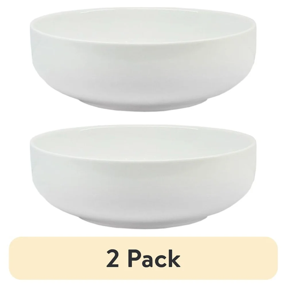 2-Pack White Porcelain Serving Bowls – Round, Microwave, Dishwasher & Oven Safe - Image 2