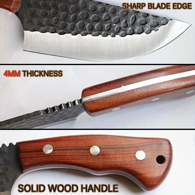 1 PC Stainless Steel Multipurpose Butcher Knife – Handmade Forged Meat Cleaver with Wooden Handle - Image 4