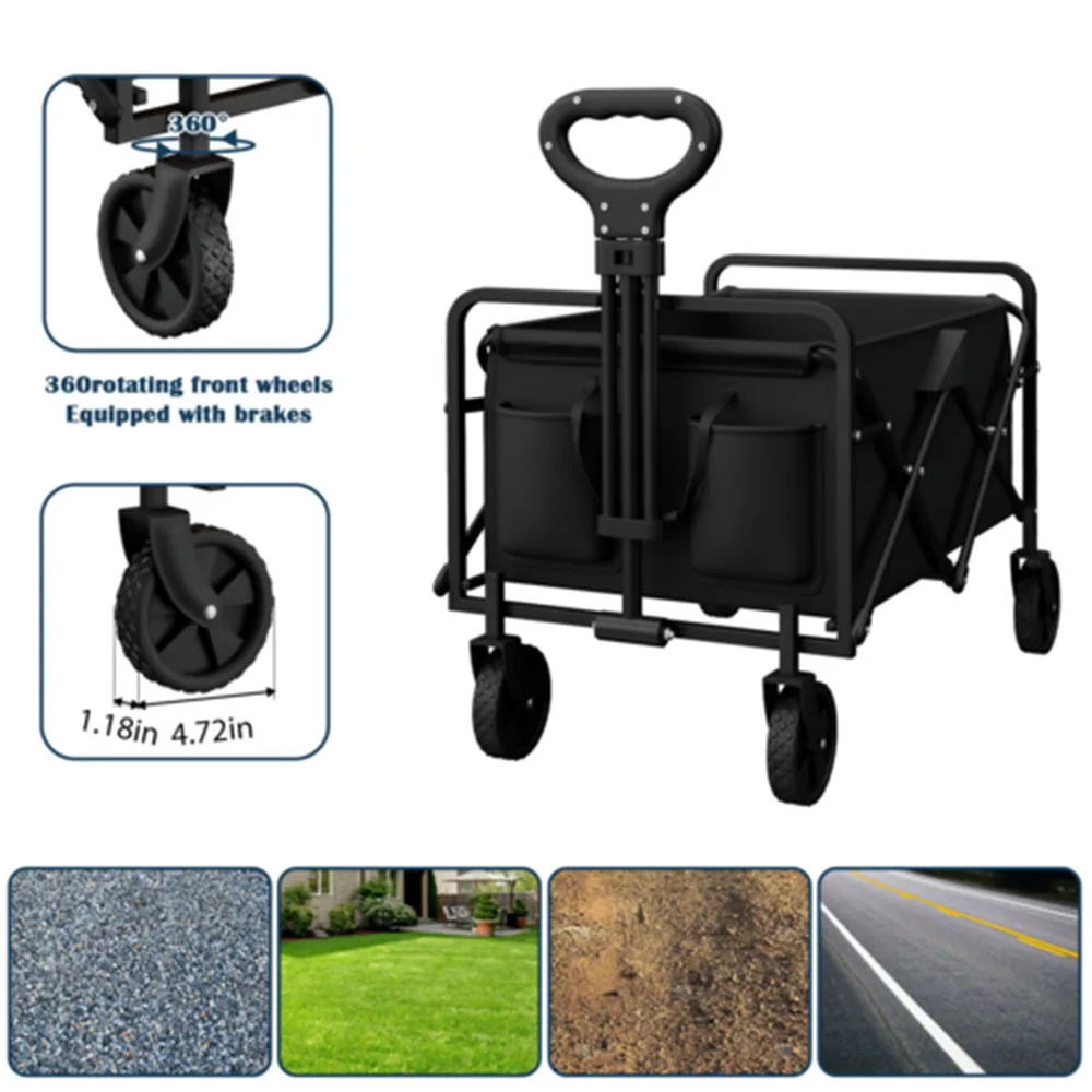 Foldable Garden Wagon Cart, Portable Outdoor Trolley for Camping, Beach & Shopping - Image 6