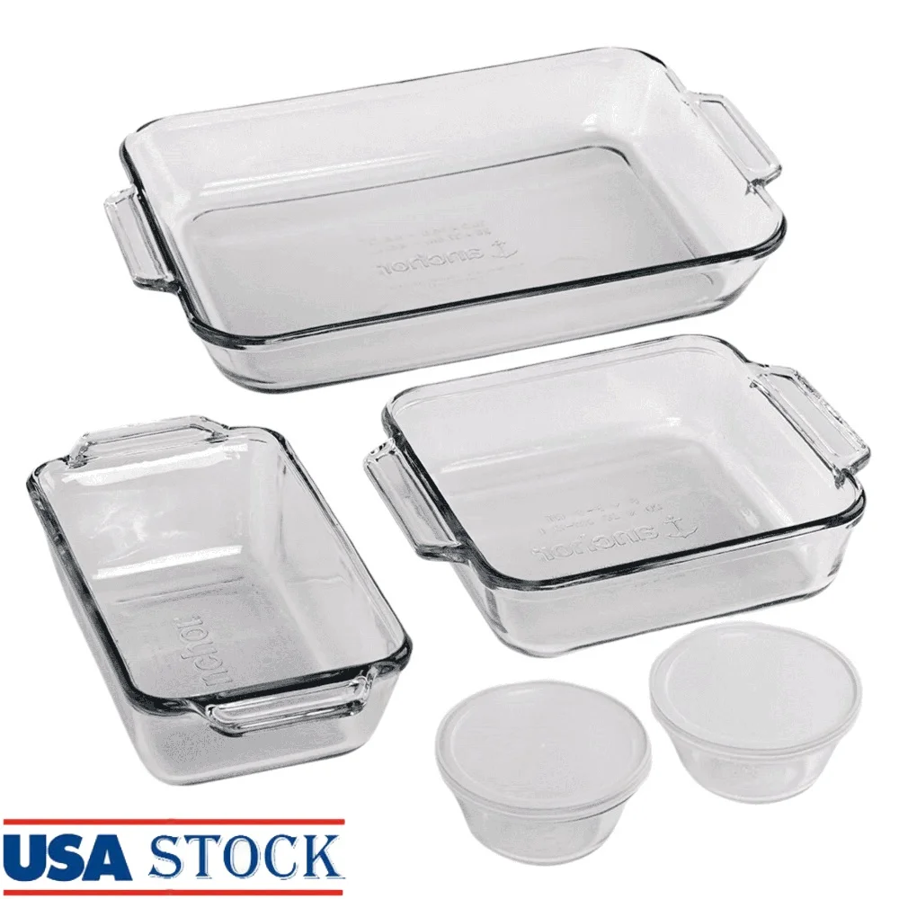Oven‑Safe 7‑Piece Tempered Glass Bakeware Set – Durable Casserole, Loaf & Cups