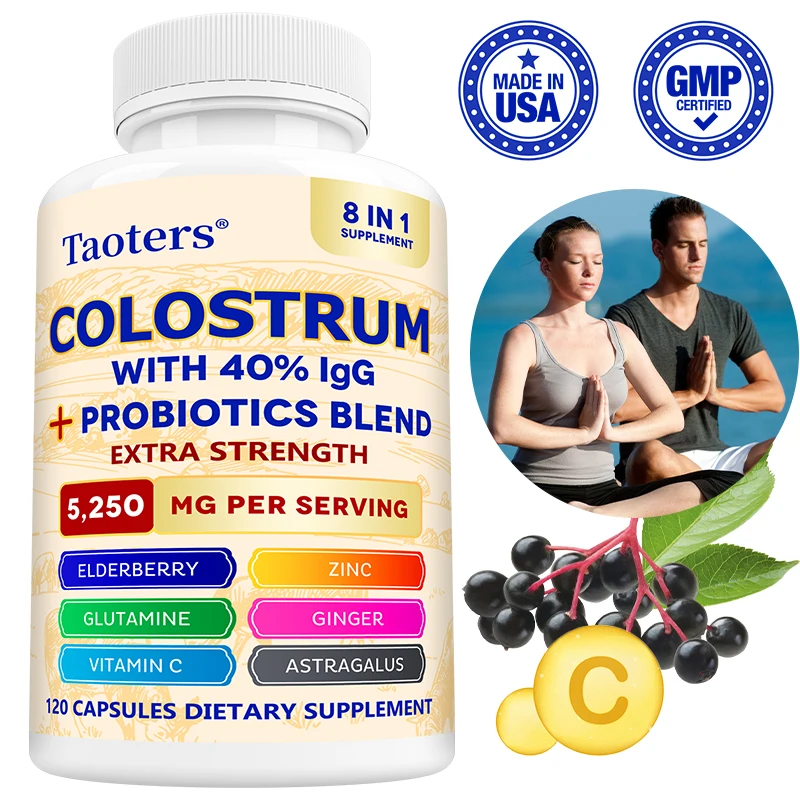 Colostrum Supplement – Grass-Fed with Probiotics, Elderberry & Vitamin C for Gut & Immune Health