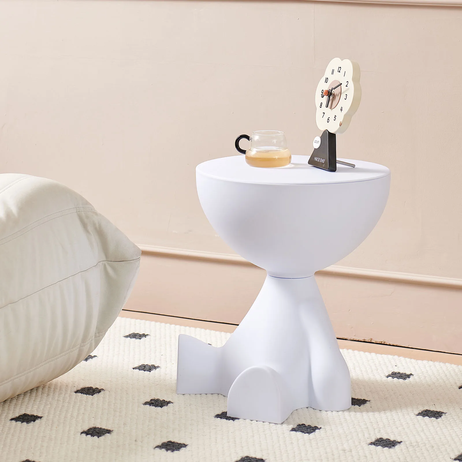 Wedyvko Coffee Table - Modern Round Matte Side Table with Small Storage Rack - Image 12