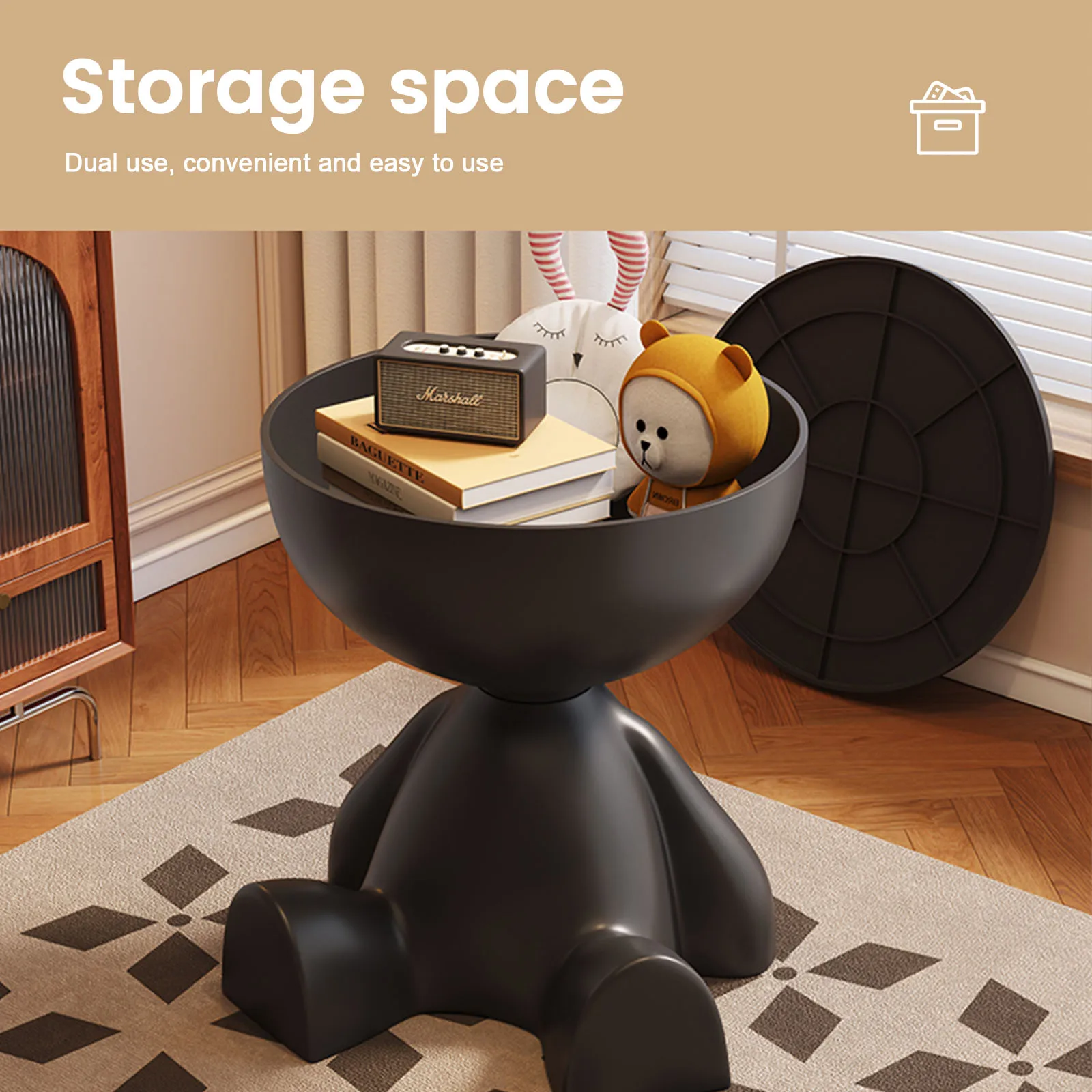 Wedyvko Coffee Table - Modern Round Matte Side Table with Small Storage Rack - Image 5