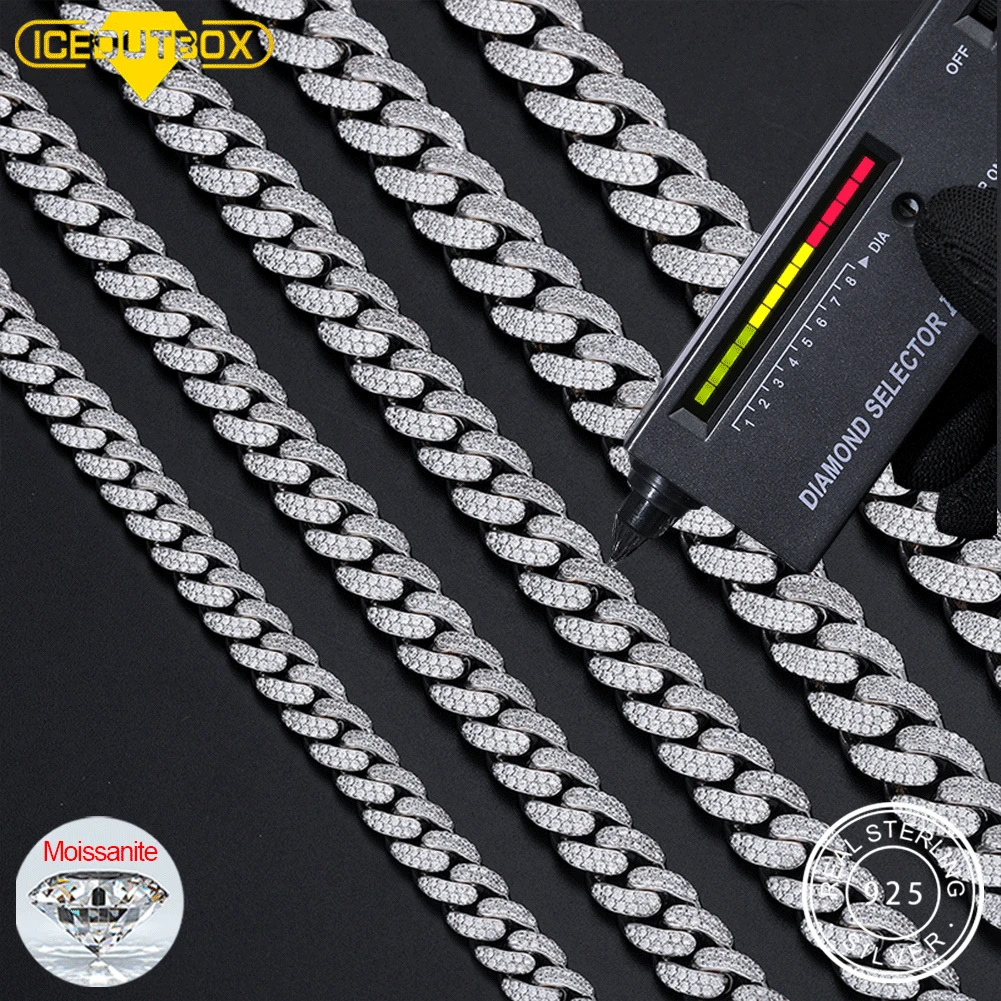 20mm Moissanite Cuban Link Chain – 925 Silver Hip Hop Necklace for Men