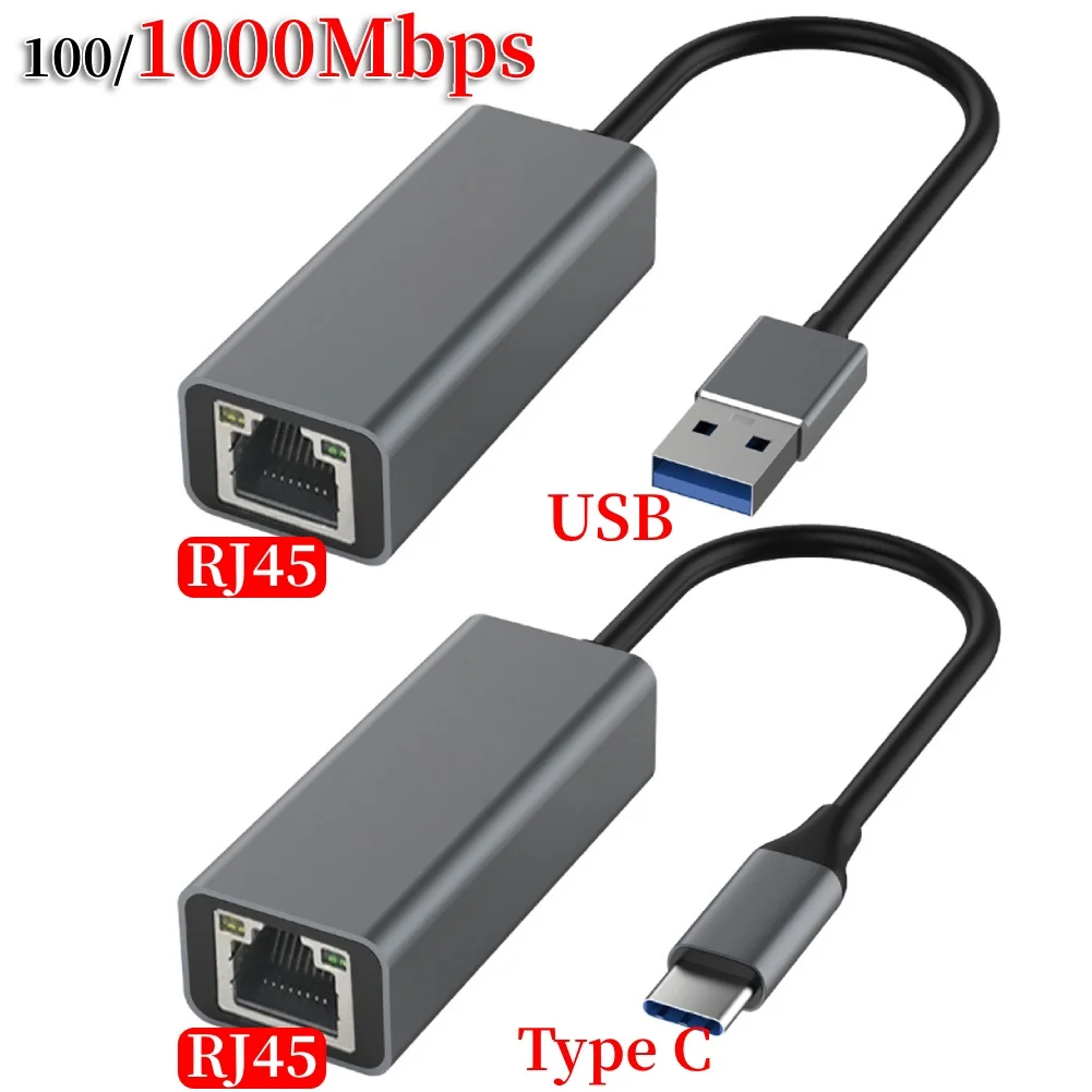 USB-C Ethernet Adapter 1000/100Mbps for Xiaomi Mi Box, Switch, PC