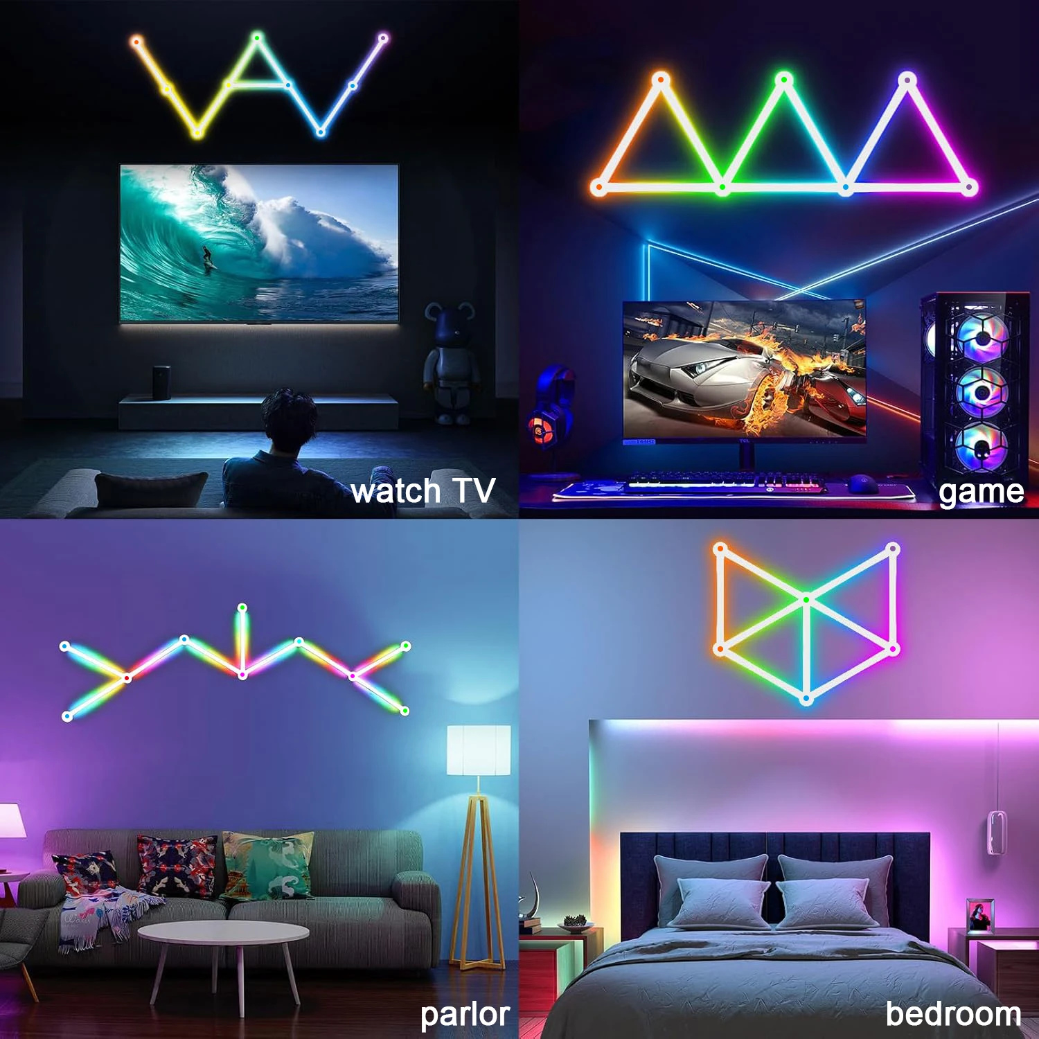 Wiscolor LED RGB Smart Wall Light DIY Atmosphere Night Light Game Room TV Backlight Decorative Wall Light Bar Music Rhythm APP - Image 6