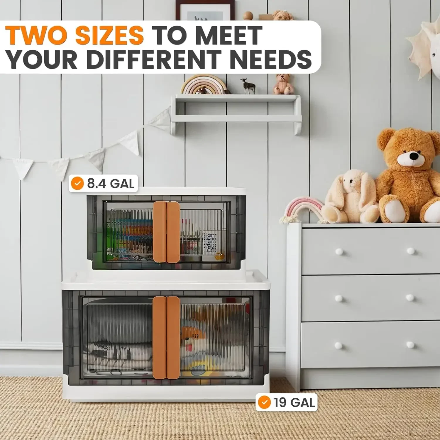 TRZZ 19-Gal Stackable Closet Organizer with Wheels – 4-Piece Foldable Plastic Storage Boxes - Image 5