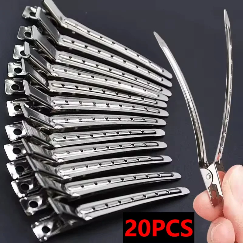 Women’s Silver Metal Hair Sectioning Clips Barber Styling Hairpin Clamps