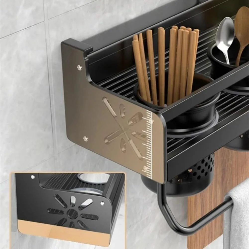 Wall-Mounted Kitchen Organizer Shelf – Spice Rack, Knife Holder & Utensil Storage for Seasoning, Chopsticks, Spoons - Image 3
