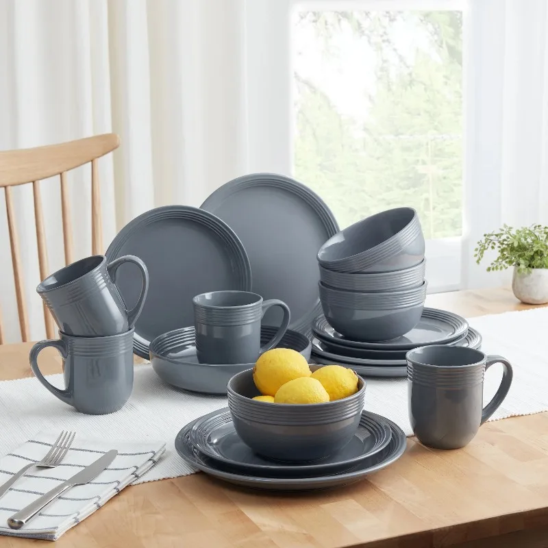 16-Piece Earthenware Tableware Set - Multiple Colors, Easy to Clean, Home Use - Image 3