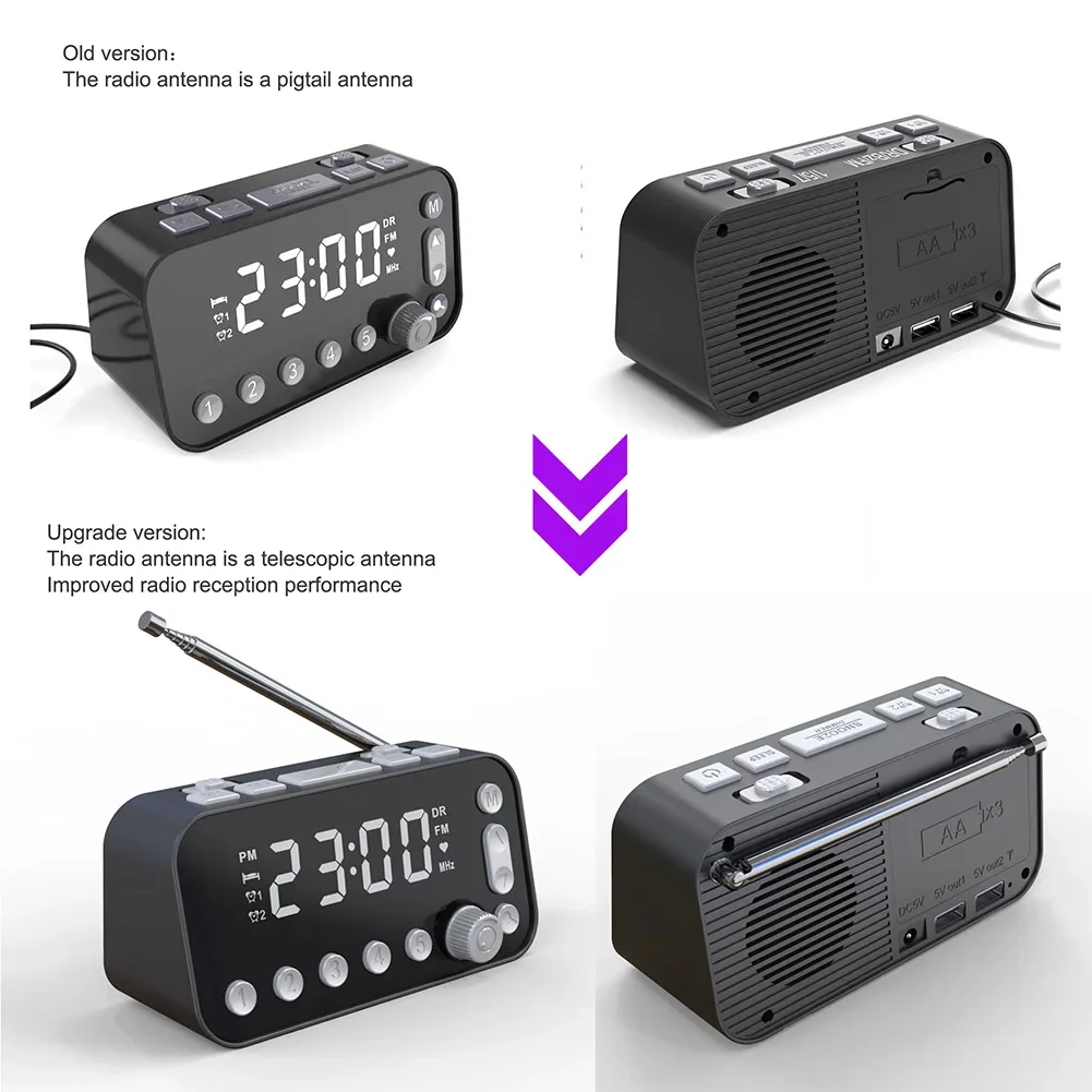 A1 Digital Desktop Alarm Clock Dual USB Charging Port LED Display DAB FM Radio - Image 5