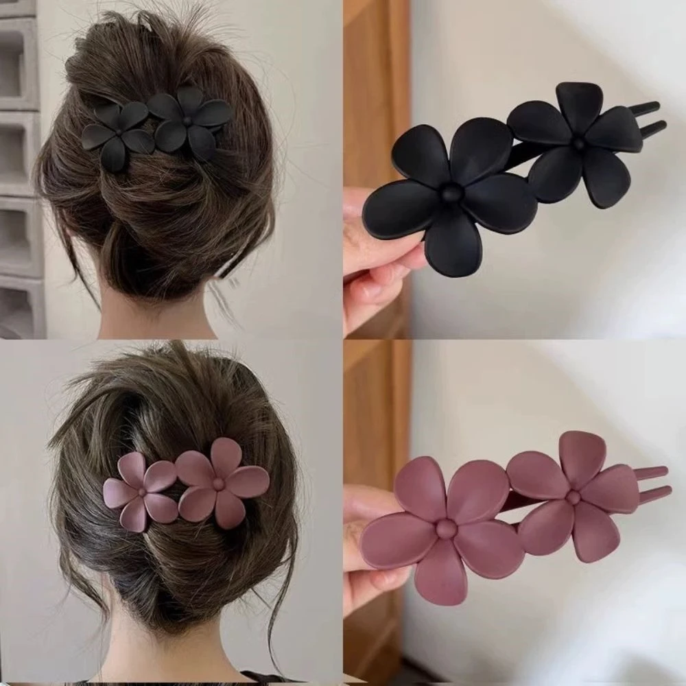 Frosted Flower Hair Claw Clips – Matte Non-Slip Barrettes for Women & Girls