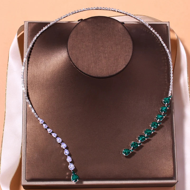 Stonefans Vintage Green Rhinestone Collar Choker – Crystal Bridal Pendant Necklace - Image 2