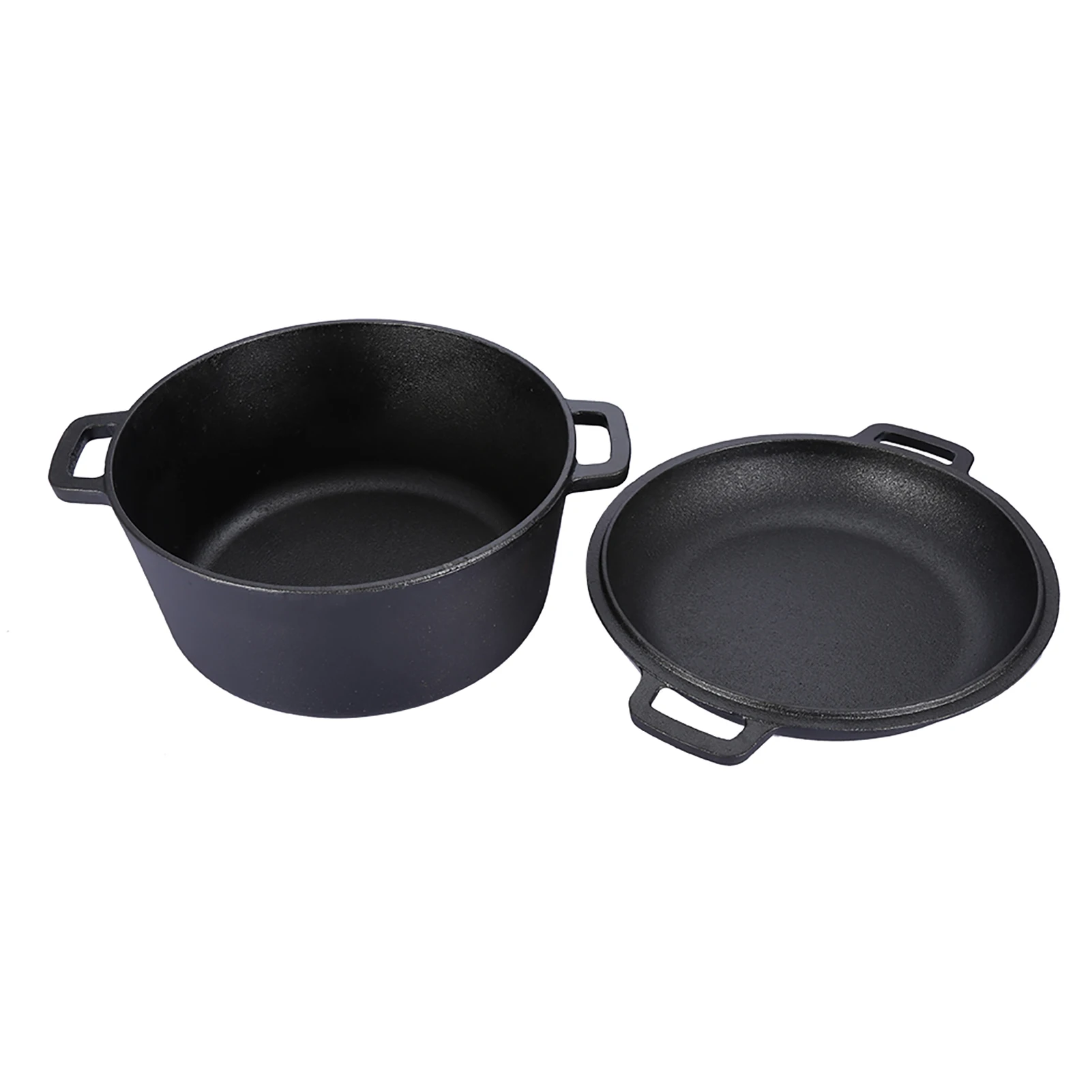 2-in-1 Seasoned Cast Iron Double Dutch Oven Combo Cooker – Skillet Lid, 3.2L - Image 4