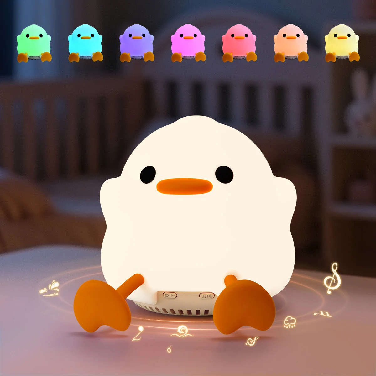 Duck Night Light with Speaker – Rechargeable Baby Lamp with 20 Soothing Sounds