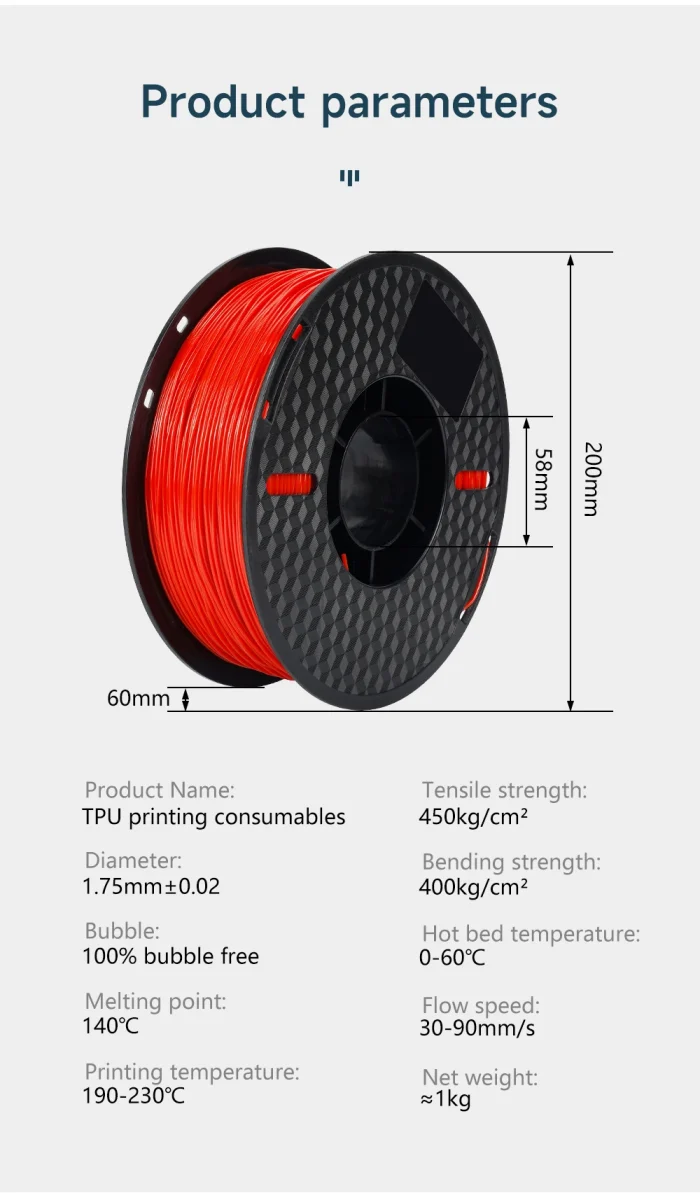 1kg PLA PETG TPU Filament 1.75mm For 3D Printer,95A TPU 2.2LBS 3D Printing Plastic Material Eco Friendly Tangle-Free Fast ship - Image 6