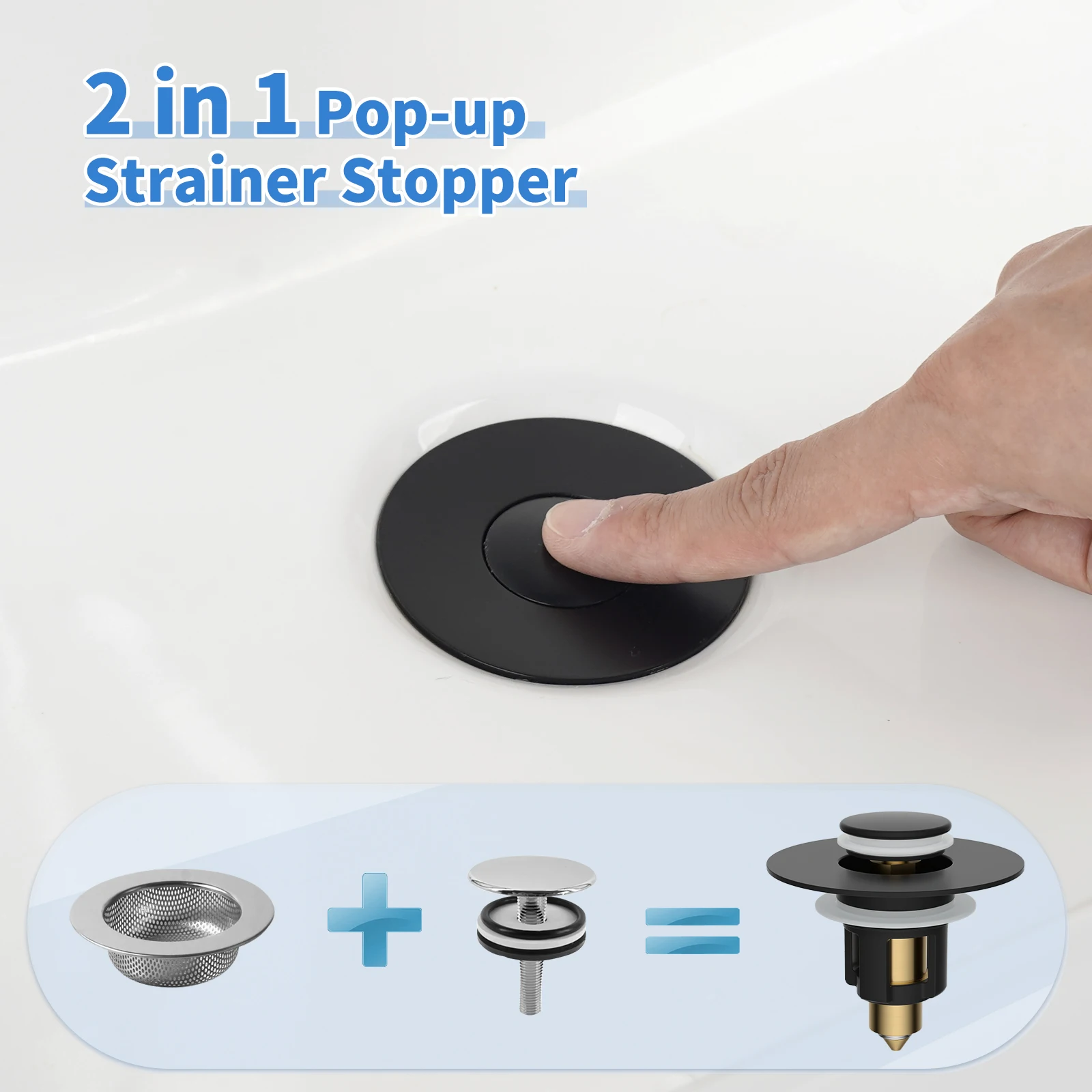 Universal Bathroom Sink Stopper for 1.1"–2.3" Drain Holes, Pop-Up Anti-Clogging Strainer - Image 4