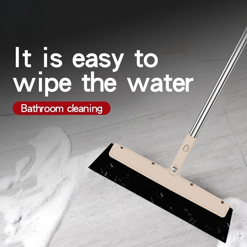 Bathroom special broom Easy and convenient Sweep Dust Hair Bathroom Wiper Broom Stainless steel handle 180-degree rotating blade - Image 2