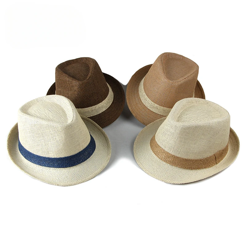 Men's Straw Fedora Hat – Casual Beach Sun Hat with Buckle