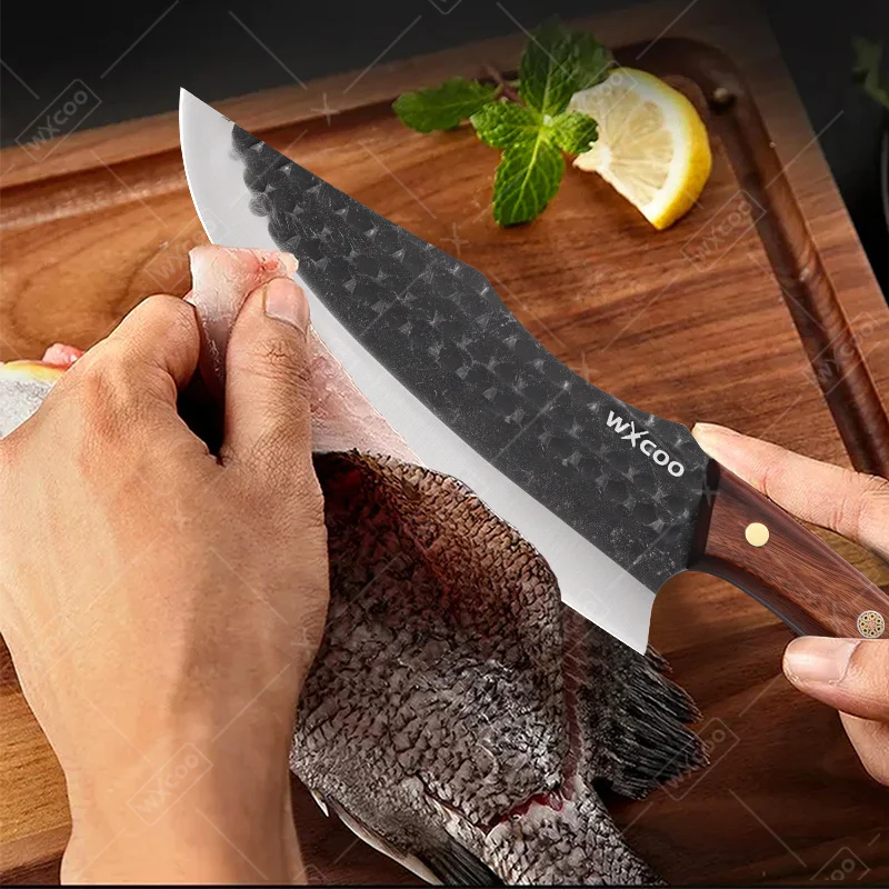Hand‑Forged High‑Carbon Steel Boning Knife with Wood Handle – Multipurpose Utility - Image 6