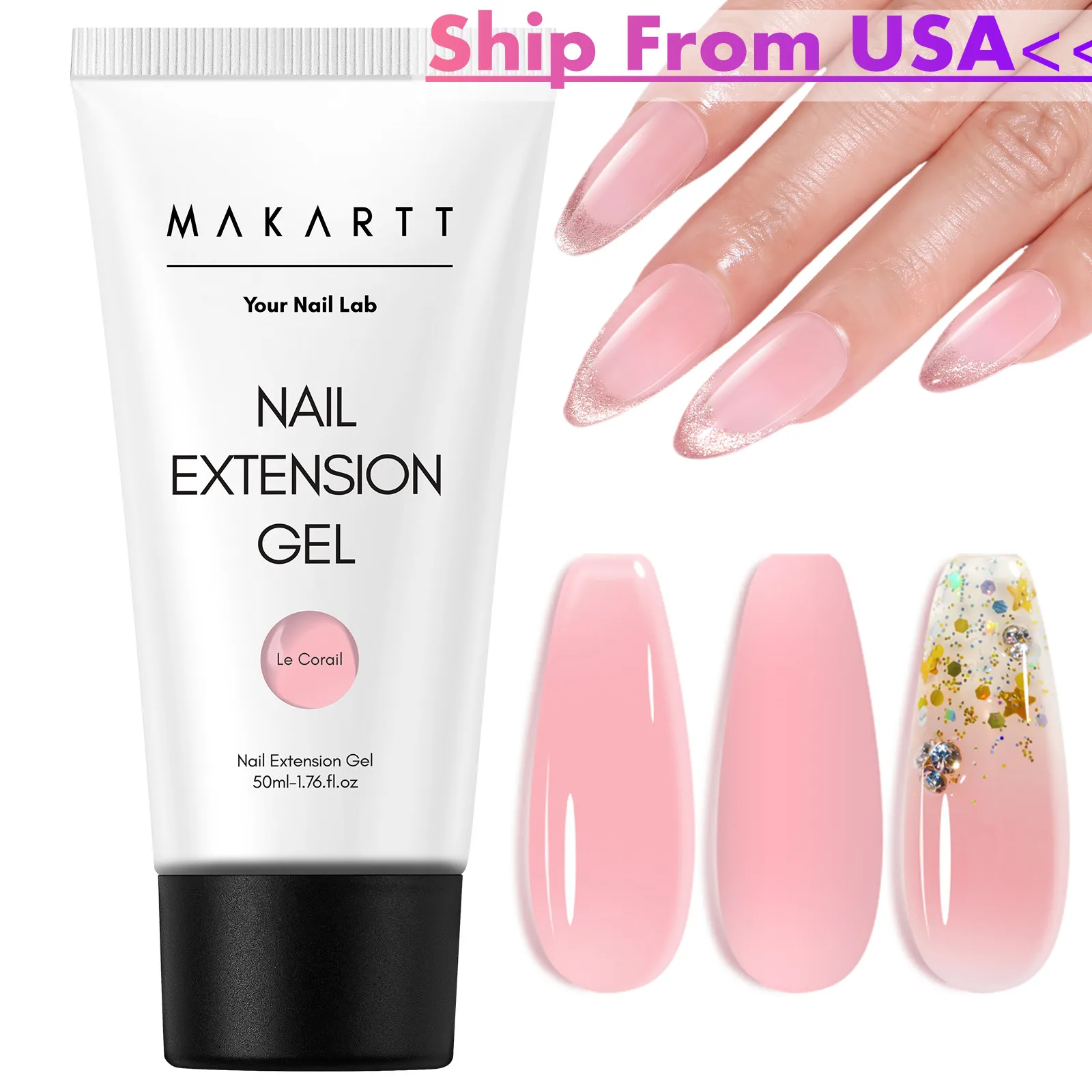 Makartt Natural Pink Poly Nail Gel – 50ML Builder for DIY Extensions