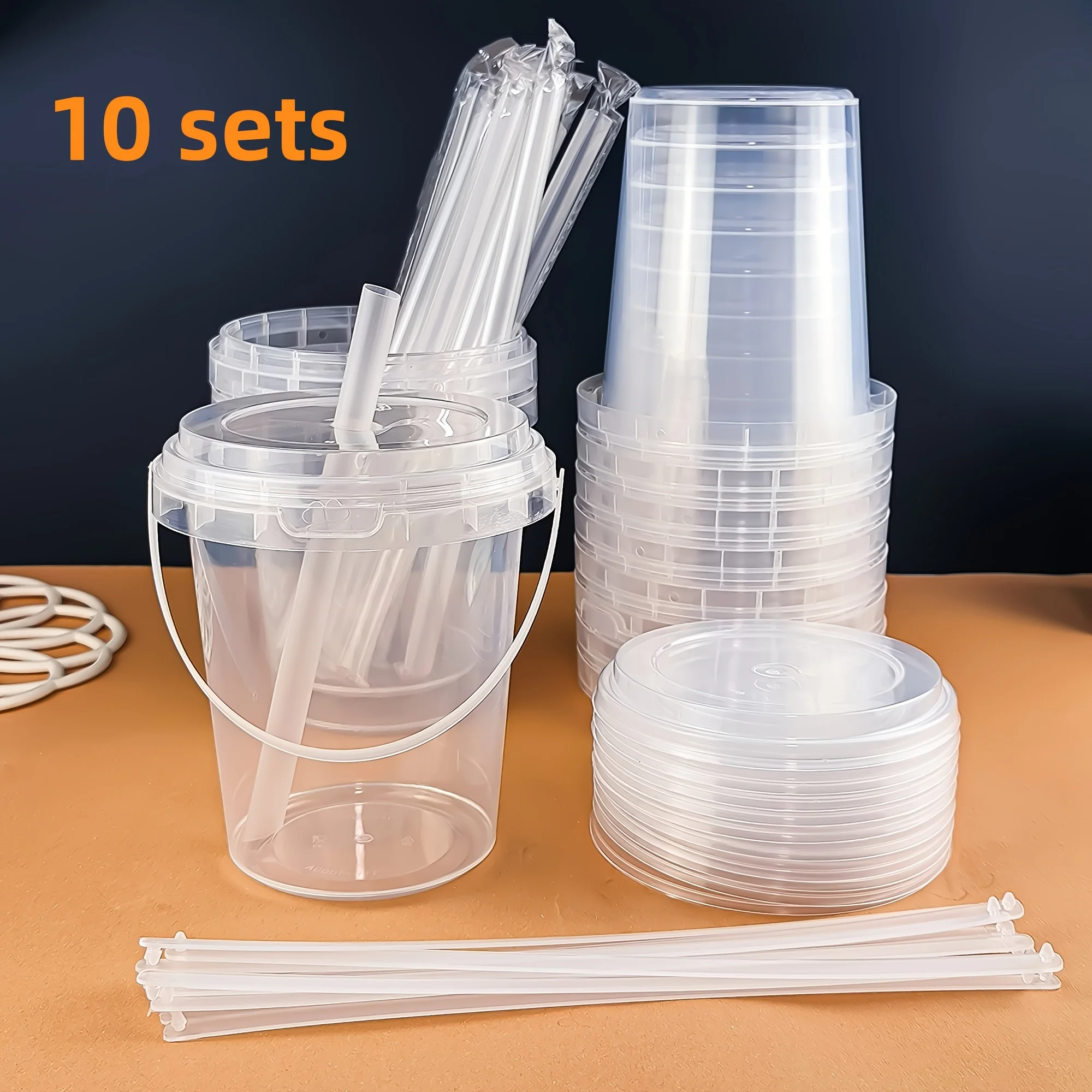 10pcs Large 33.81oz BPA-Free Plastic Cups with Lids & Straws – Reusable Tumblers - Image 3