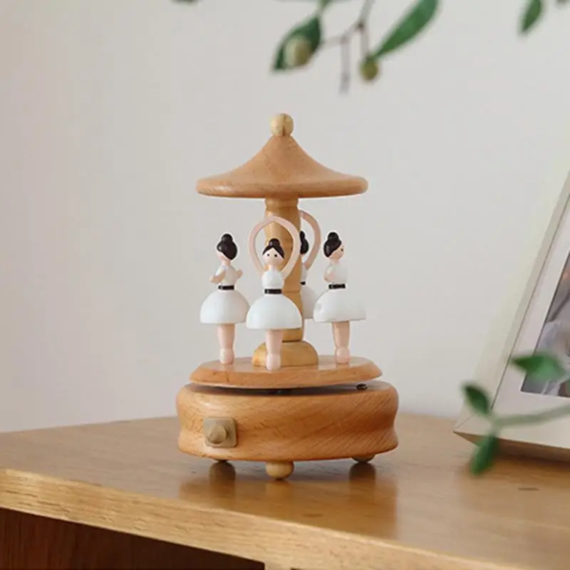 Wind Up Musical Box Retro Wooden Music Box New Year Xmas Birthday Gift Vintage Carousel Ferris Wheel Home Decoration Accessories - Image 2