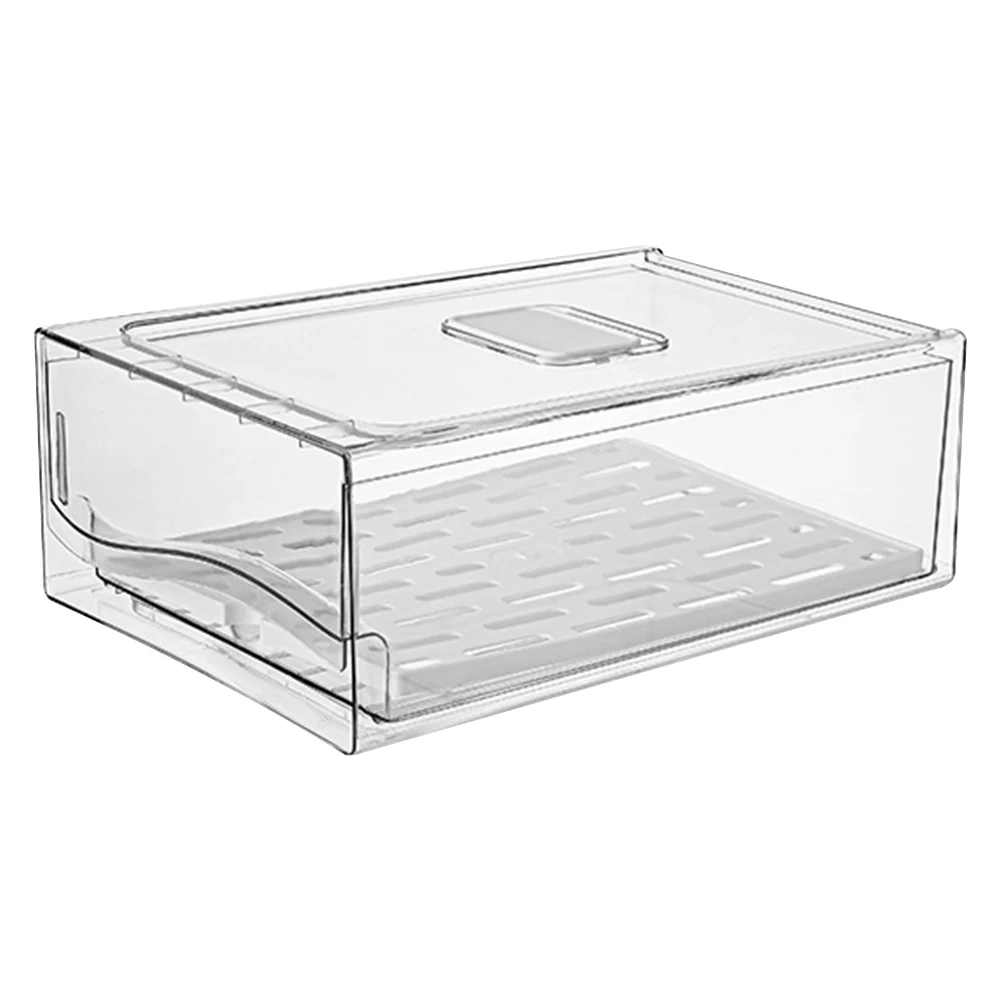 Stackable Refrigerator Organizer Drawers with Drain Tray & Clear Pull-Out Bins - Image 7