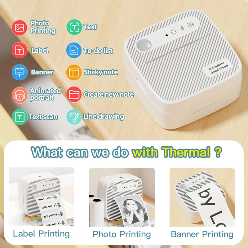 B3 Portable Photo Printer with Bluetooth iOS Android for Inkless Thermal Printing  Sticker Printer Label Maker DIY Toy Kids Gift - Image 5