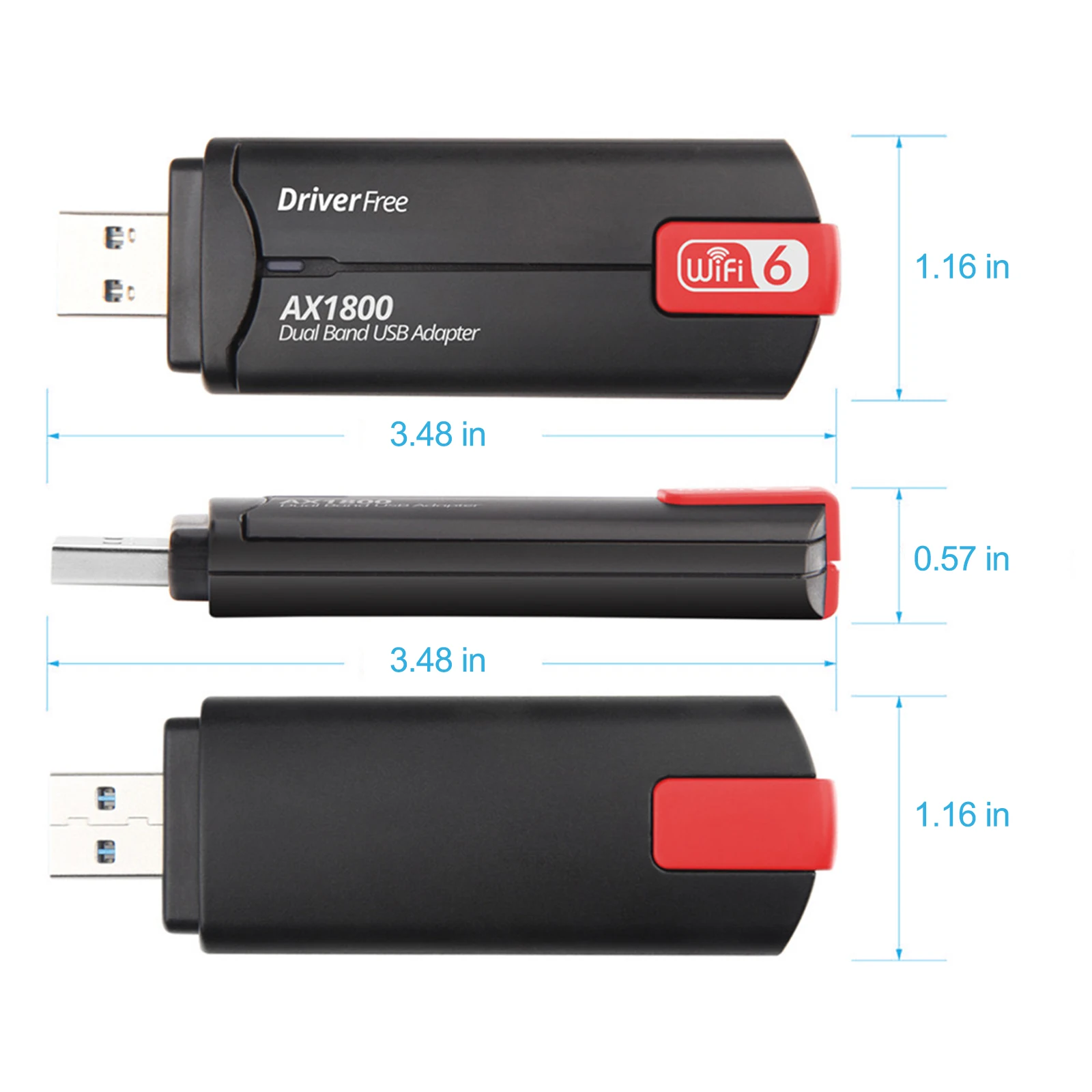 USB WiFi 6 Adapter AX1800Mbps, Dual Band 5dBi Antenna, USB 3.0 for PC - Image 4