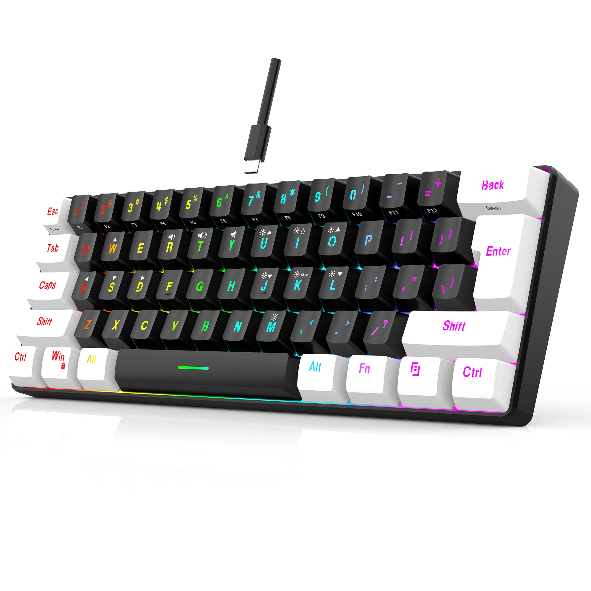 60% wired game keyboard, RGB backlit ultra-small keyboard, waterproof portable, computer/MAC game keyboard - Image 7