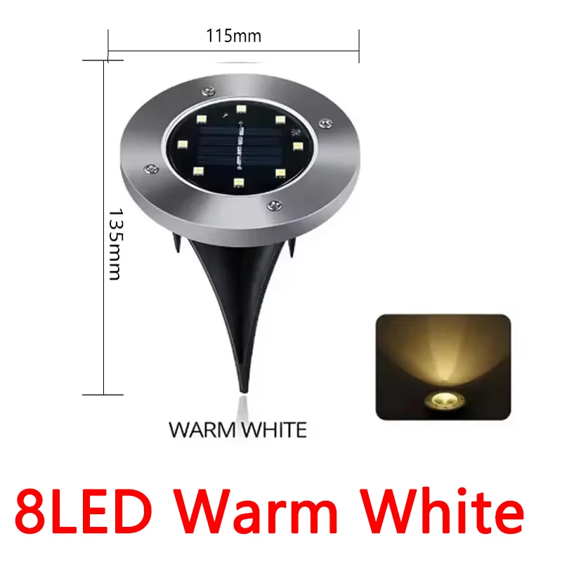 1/4/8 Pack Solar Disk Lights – 8/20 LED Buried Spotlights for Garden & Yard - Image 9