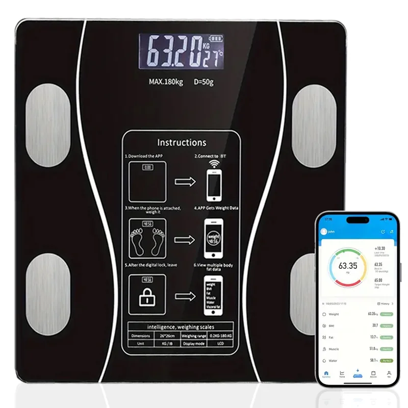 Smart Body Fat Scale, Wireless LED Digital Bathroom Weight & Body Composition Analyzer - Image 2