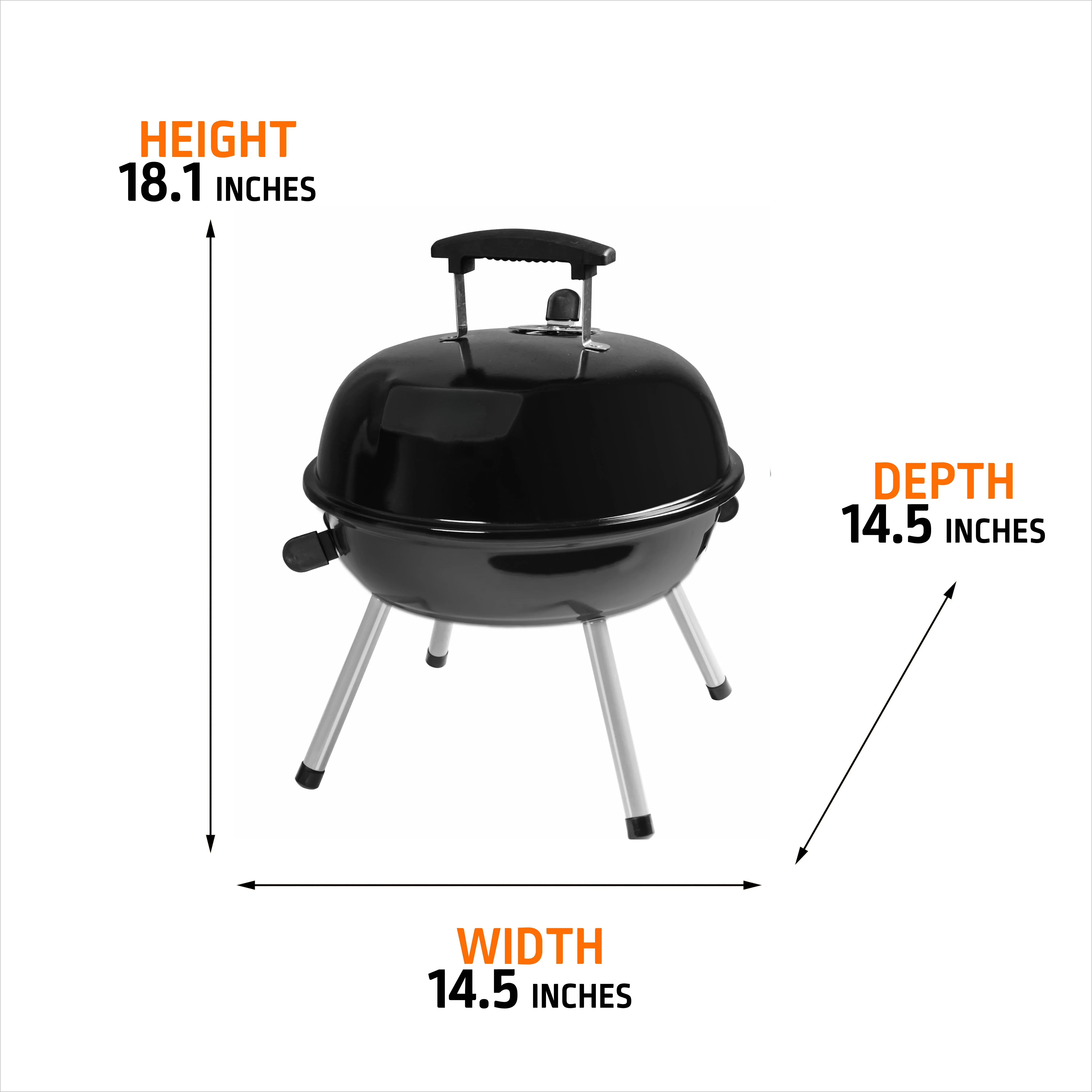 14.5'' Charcoal Tabletop Portable Grill, Compact & Black, Perfect for Outdoor Cooking - Image 3