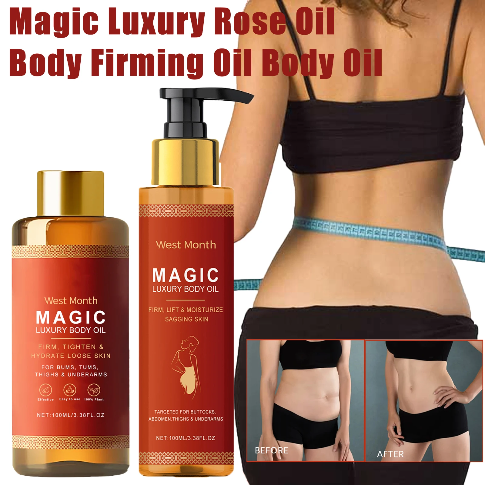 Rose Tightening Body Oil – Nourishing, Lifting, Firming & Anti-Cellulite Massage Oil