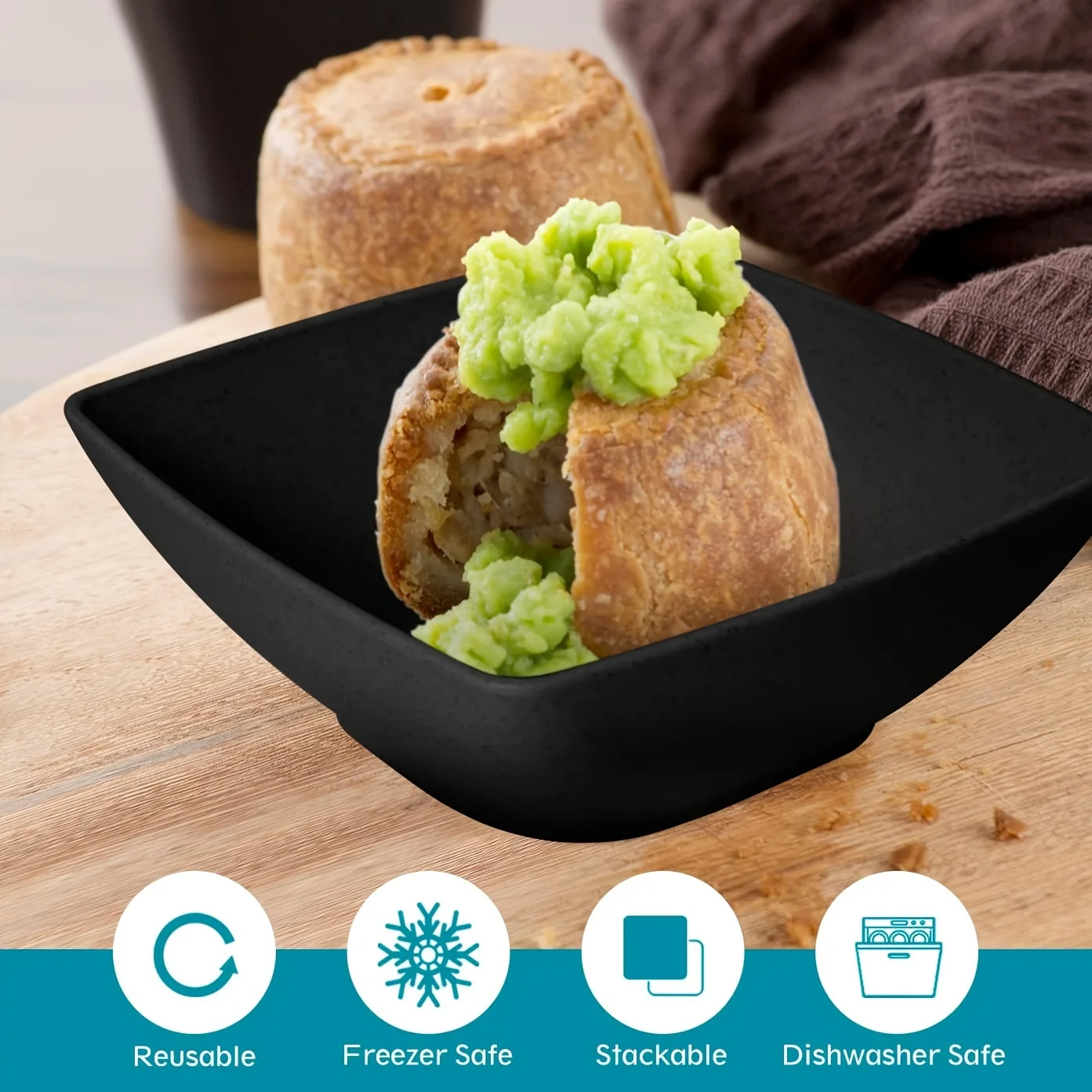 16/32Pcs Plastic Dinnerware Set, Dishwasher & Microwave Safe, Stackable Plates & Snack Bowls - Image 5