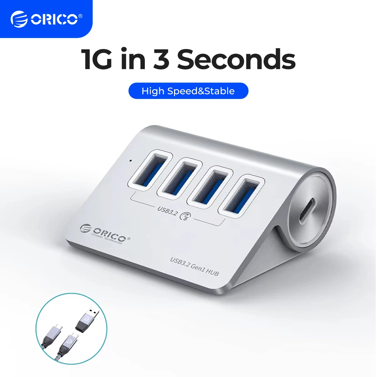 ORICO 5Gbps USB-C Hub with PD18W Charger, Card Reader & Power Adapter