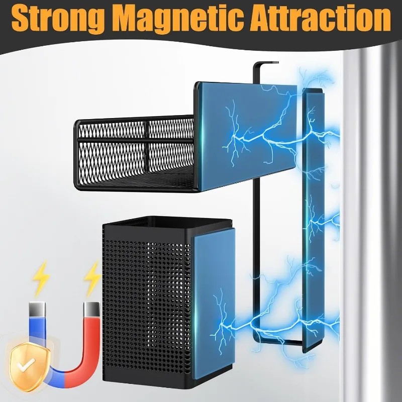 Magnetic Spice Rack for Refrigerator – 6‑Pack Black Metal Shelf Organizer - Image 3
