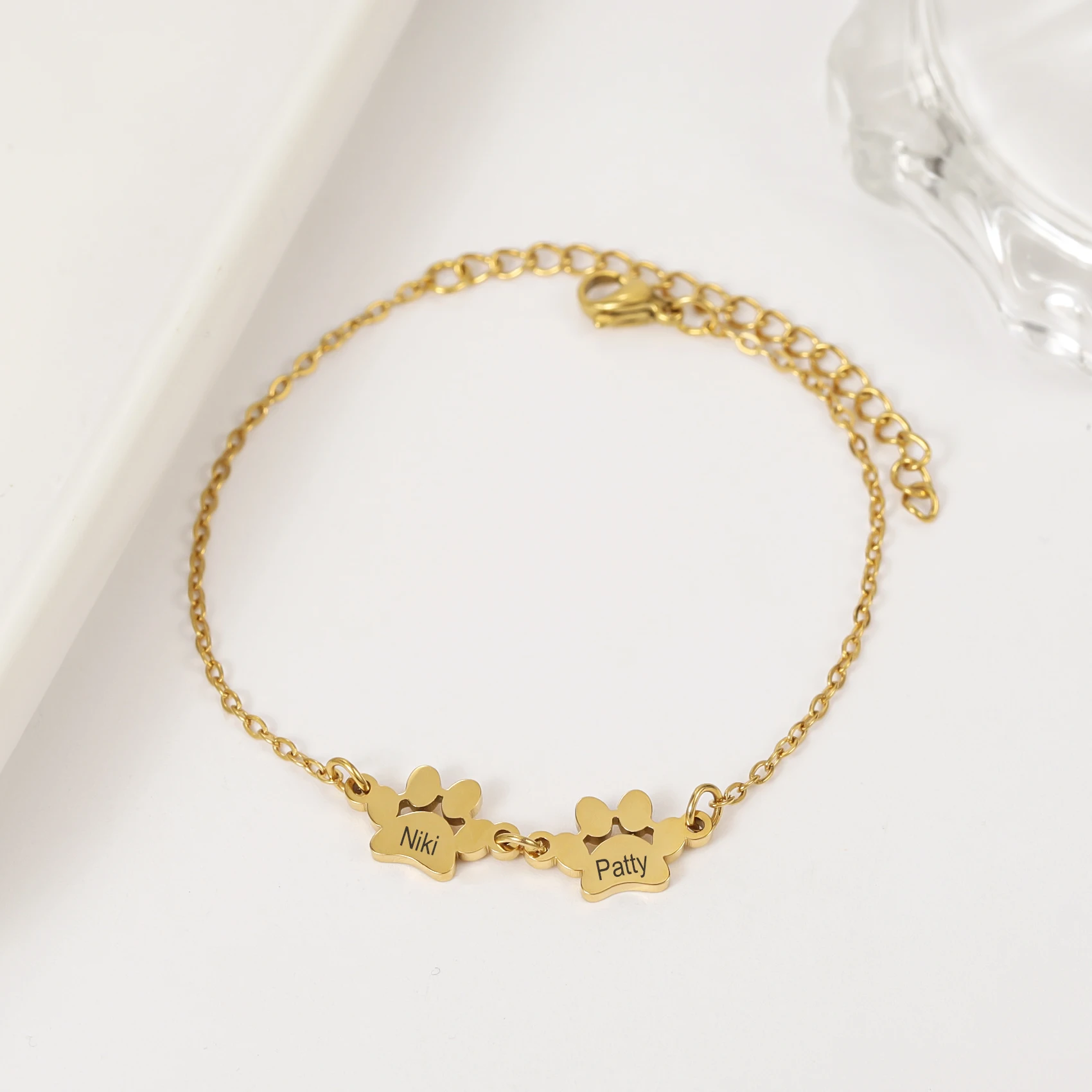 Personalized Paw Print Bracelet – Custom Engraved Stainless Steel Pet Jewelry