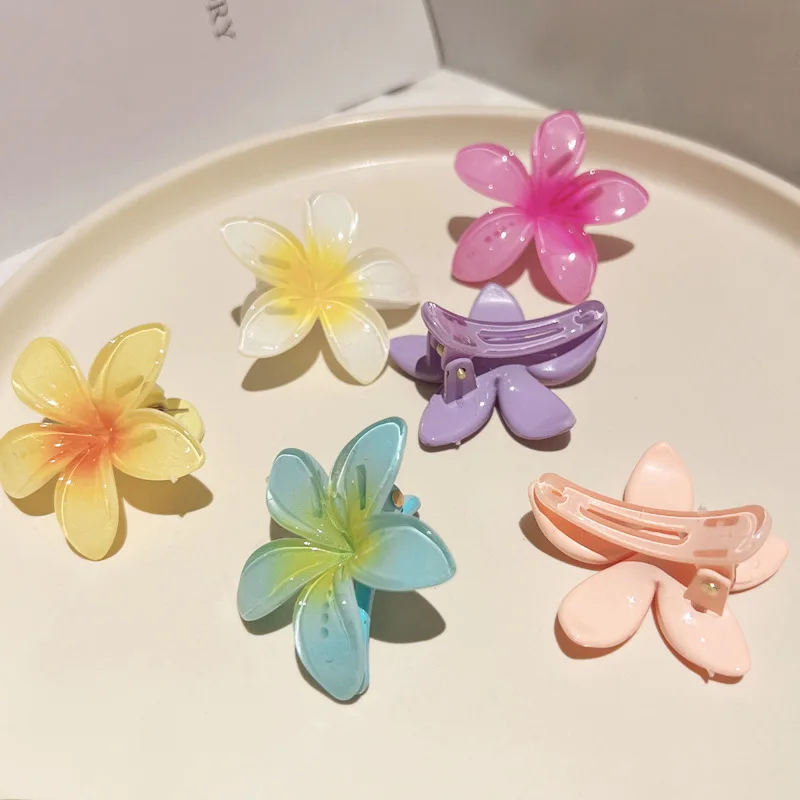 1/6Pcs Hawaiian Gradient Flower Hair Clips Small Claw Hairpin Crab Barrette Women Hair Accessories - Image 6