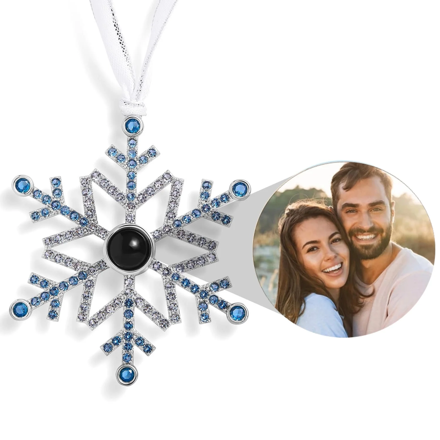 Personalized Snowflake Photo Ornament Custom Picture Pendant Christmas Tree Decoration Winter Memorial Gift