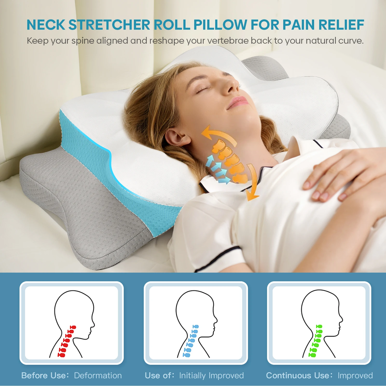 Odorless Orthopedic Ergonomic Pillow - Memory Foam, Cervical Support with Slow Rebound - Image 5